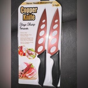 Copper-Color Chef Knife Set with Black Handle - 2 Pack